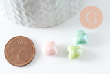 Perle coeur porcelaine multicolore irisé 12mm, x5 (G9772)