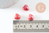 Perle coeur porcelaine rouge irisé 12mm, x5 (G9773)
