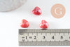 Perle coeur porcelaine rouge irisé 12mm, x5 (G9773)