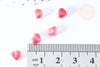 Perle coeur verre rouge irisé 6mm, des perles en verre, x10 (G6680)