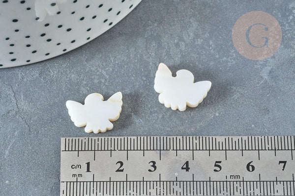 Perle colombe nacre blanche naturelle 16-17mm, x2 (G5848)