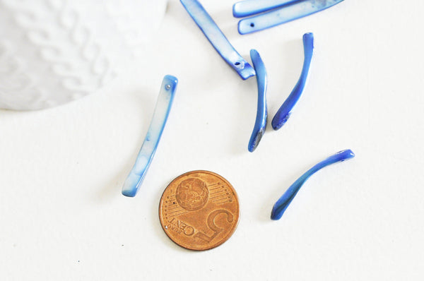 Perle coquillage naturel nacre bleue,dent coquillage,nacre teintée,coquillage naturel,perle coquillage,20-38mm, X20 (G9738)