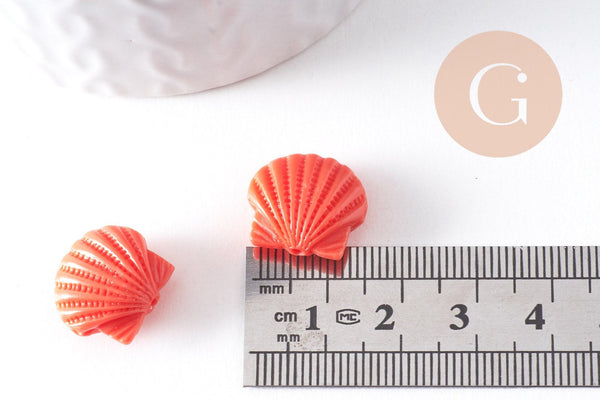 Perle coquillage résine rose imitation corail 16mm, x5 (G10343)