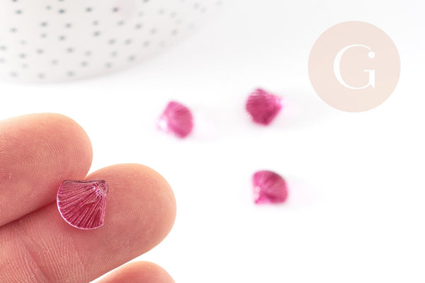 Perle coquillage verre rouge-violet 10.5mm, perles verre tchèque création bijoux verre, x10 (G4189)