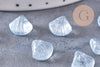 Perle coquillage verre transparent bleu, perles verre tchèque, perle coquille verre bleu, x10 (G5441)