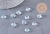 Perle coquillage verre transparent bleu, perles verre tchèque, perle coquille verre bleu, x10 (G5441)