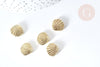 Perle coquillage zamac doré 14K 13.5mm ,fournitures créatives sans nickel, x5 G4219