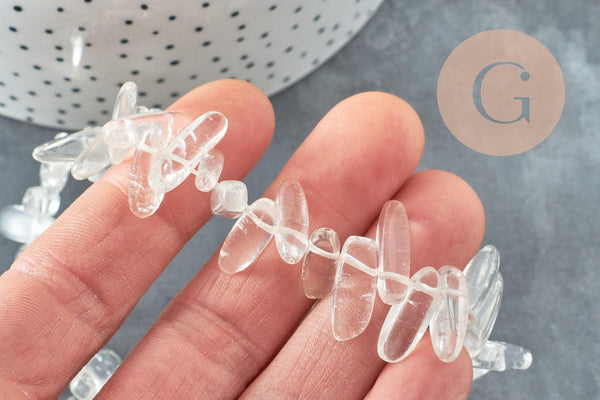 Perle cristal de roche naturel ovale 13-22mm ,perle pierre,quartz Naturel, pierre naturelle,35.5cm, x1 (G1158)