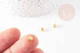 Perle cube laiton doré 4x4mm, perles dorées, création bijoux, perles intercalaires, x10 G6609