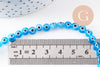 Perle disque Mauvais Oeil Grecque verre bleu,perle verre,perle chance, perle artisanale verre,perle chance, 6mm, le fil, x1 (G2626)