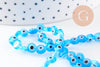 Perle disque Mauvais Oeil Grecque verre bleu,perle verre,perle chance, perle artisanale verre,perle chance, 6mm, le fil, x1 (G2626)