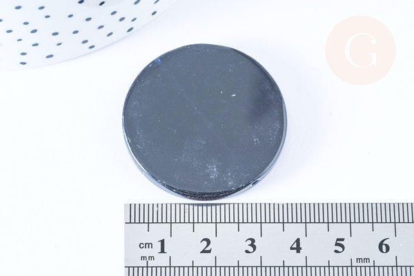 Perle disque agate noire 40mm,perle pierre, x1 (G6456)