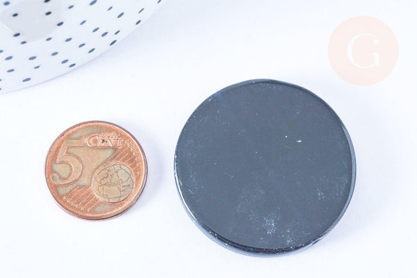 Perle disque agate noire 40mm,perle pierre, x1 (G6456)