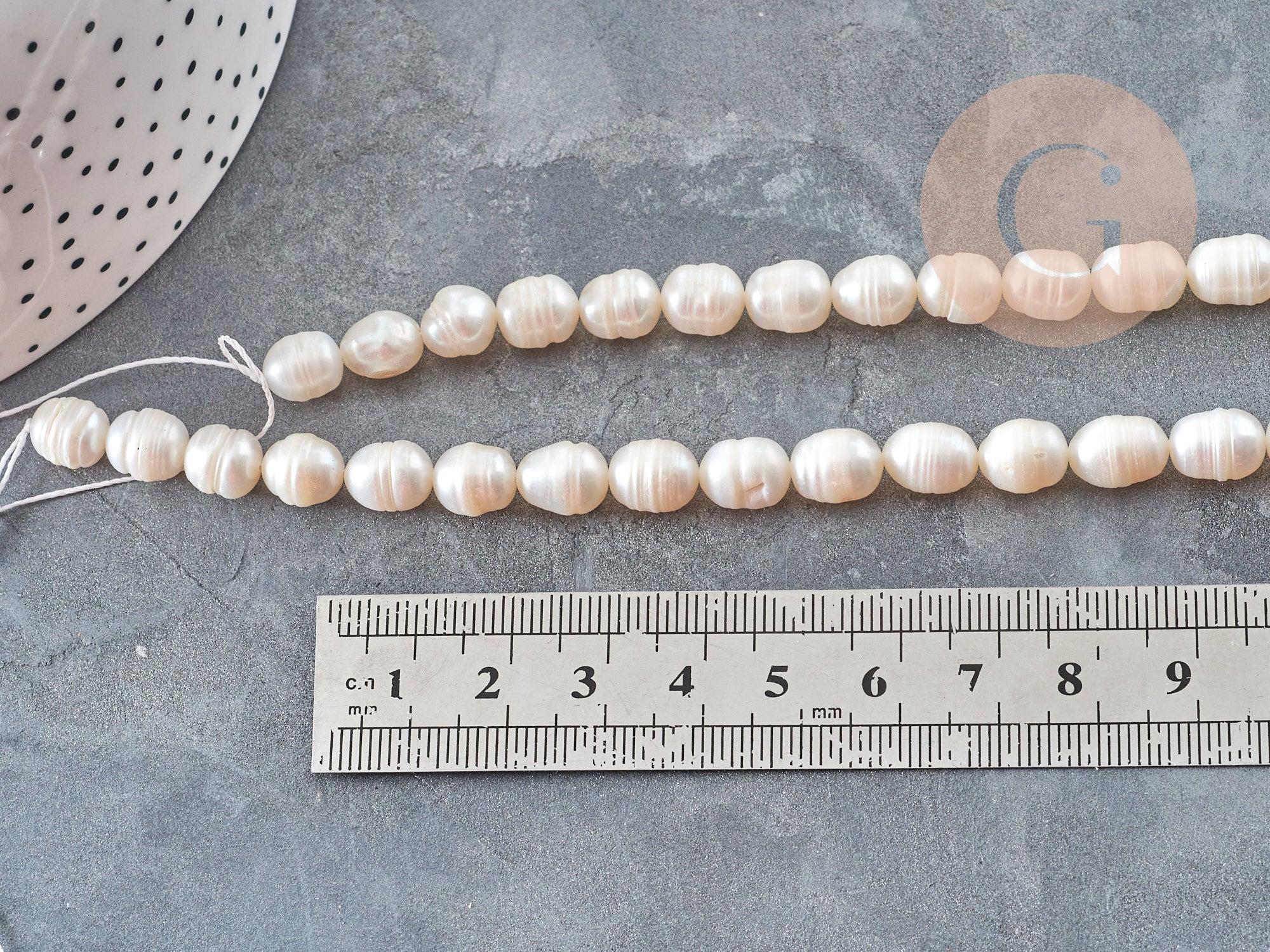 Perle eau douce naturelle blanche 8.5-9.5mm, x1 fil de 36cm (G9147)