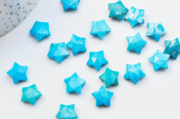 Perle étoile howlite turquoise facettes, pendentif pierre, howlite naturelle, pendentif étoile pierre,14mm, x1 (G4650)