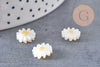 Perle fleur marguerite nacre naturelle, perle fleur,nacre naturelle,coquillage blanc,création bijoux,10mm, x1 G4218