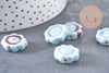 Perle fleur porcelaine bleu clair 17mm, x5 (G10810)