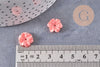 Perle fleur résine rose,perle imitation corail pour fabrication bijoux en bambou de mer naturel,13mm, x5 (G3518)