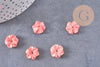 Perle fleur résine rose,perle imitation corail pour fabrication bijoux en bambou de mer naturel,13mm, x5 (G3518)