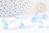 Perle fleur verre bleu ciel transparent imitation jade 11mm, perle création bijoux DIY x10 (G9254)