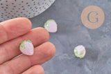 Perle fraise verre tchèque coloré 15mm, x1 ou x3 ou x5 (G10986)