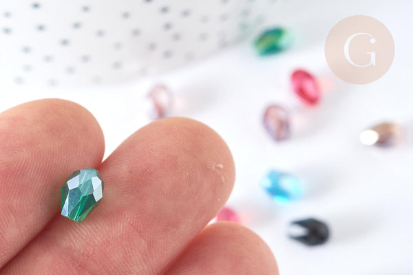 Perle goutte cristal facettée multicolore AB 7-8mm, création bijoux cristal, X50 (G3924)