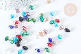 Perle goutte cristal facettée multicolore AB 7-8mm, création bijoux cristal, X50 (G3924)