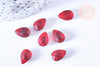 Perle goutte facetté rouge cristal 12x8mm,perle doré cristal, x2 (G6877)