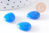 Perle goutte jadeite bleu facetté,jadeite naturel,pierre précieuse,15mm, x5 (G0386)