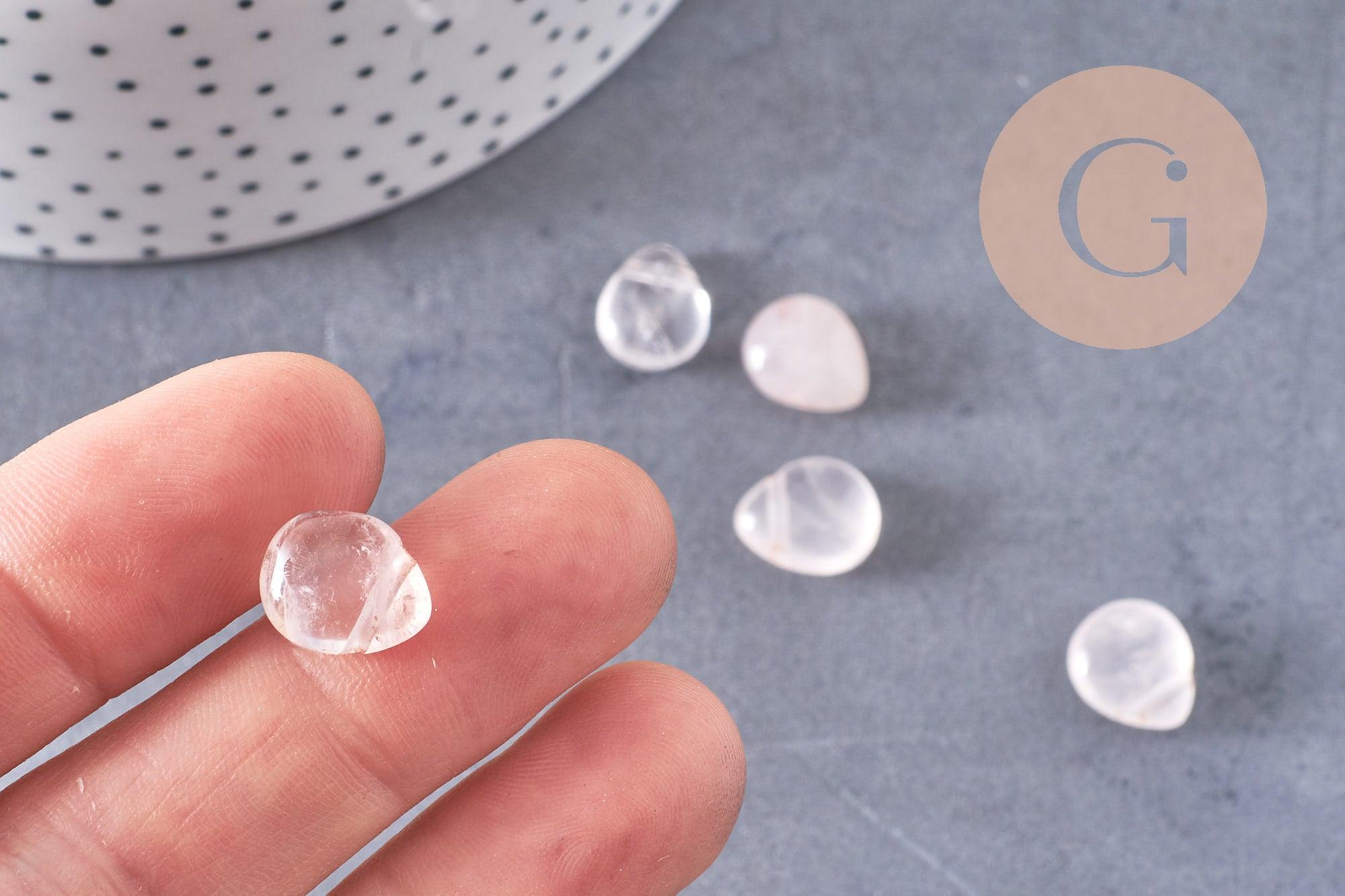 Perle goutte quartz rose 12mm,quartz rose naturel,perle quartz,12mm, x5 (G3032)