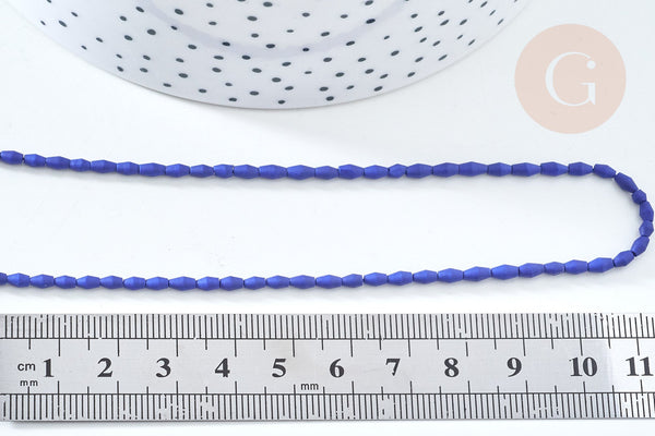 Perle grain de riz howlite naturelle teintée bleu roi, bijou en pierre naturelle, howlite naturelle, perle en pierre, fil de 50cm (G7260)