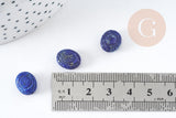 Perle gravée oeil protecteur lapis lazulis naturel 10x12mm, x1 (G2343)