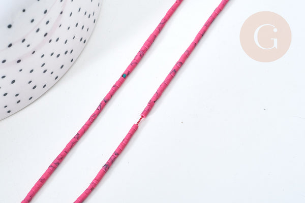 Perle heishi howlite naturelle rose 1mm, pierre naturelle, turquoise naturelle, perle en pierre, fil de 30cm, x1 (G7262)