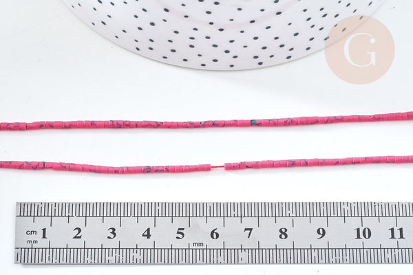 Perle heishi howlite naturelle rose 1mm, pierre naturelle, turquoise naturelle, perle en pierre, fil de 30cm, x1 (G7262)