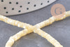 Perle heishi nacre naturelle jaune pastel, perle tube coquillage coloré,2x4mm, fil de 20cm, x1 (G4476)