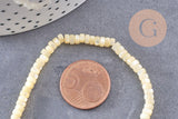 Perle heishi nacre naturelle jaune pastel, perle tube coquillage coloré,2x4mm, fil de 20cm, x1 (G4476)