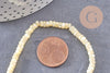 Perle heishi nacre naturelle jaune pastel, perle tube coquillage coloré,2x4mm, fil de 20cm, x1 (G4476)