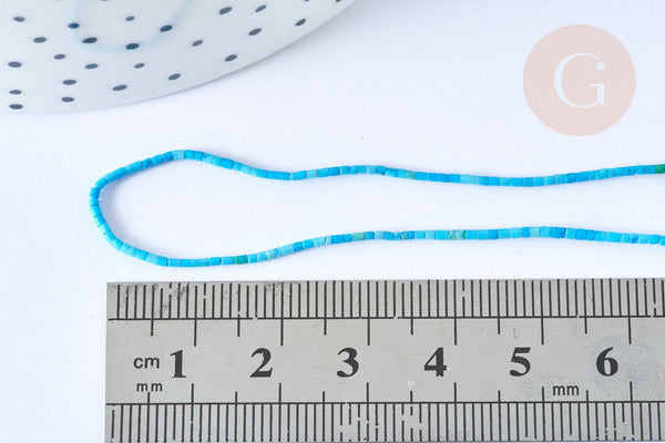 Perle heishi turquoise naturelle vert/bleu 1mm, x1 fil de 30cm (G7226)