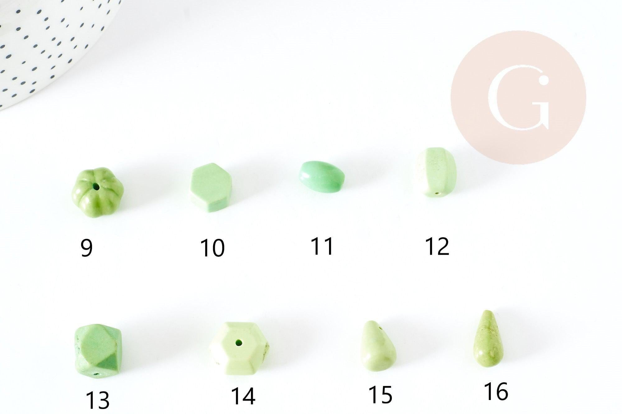Perle howlite naturelle verte 15mm, création bijoux pierre G0603