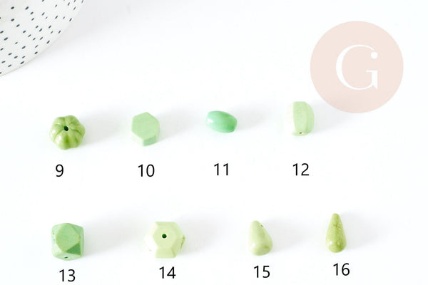 Perle howlite naturelle verte 15mm, création bijoux pierre G0603