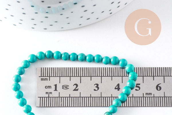 Perle howlite turquoise Bijou pierre naturelle 4mm, perle howlite naturelle, perle pierre, fil de 38cm, x1 (G5168)