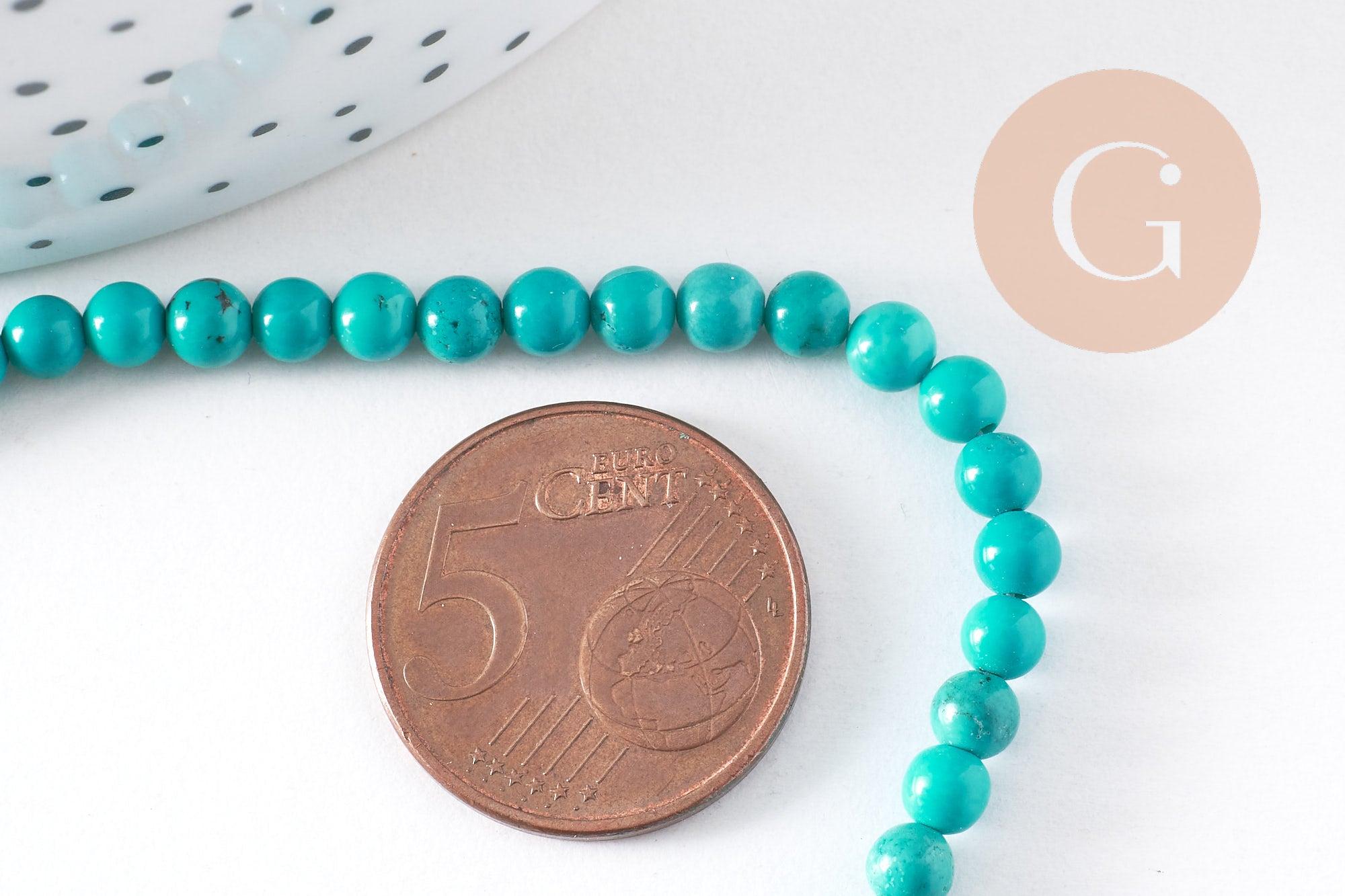 Perle howlite turquoise Bijou pierre naturelle 4mm, x1 fil de 38cm (G5168)
