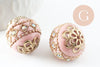 Perle indonésienne polymère rose clair strass et zamac doré 19.5mm,création bijou ethnique exotique, x1 G6253