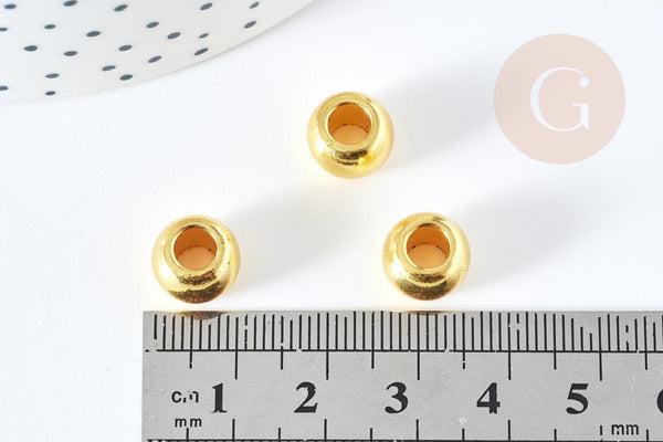 Perle intercalaire Pony Bead zamac doré 10mm, x20 (G8535)