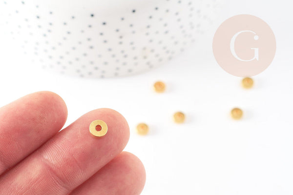 Perle intercalaire disque heishi rondelles laiton doré 6mm, x50 (G3322)