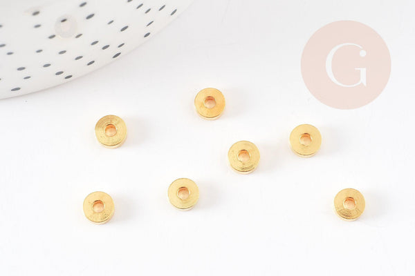 Perle intercalaire disque heishi rondelles laiton doré 6mm, x50 (G3322)