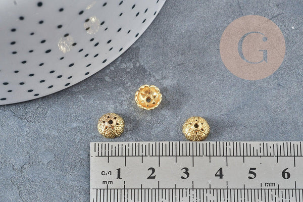 Perle intercalaire fleur zamac doré 8x3.5mm, fabrication de bijoux, x10 (G8881)