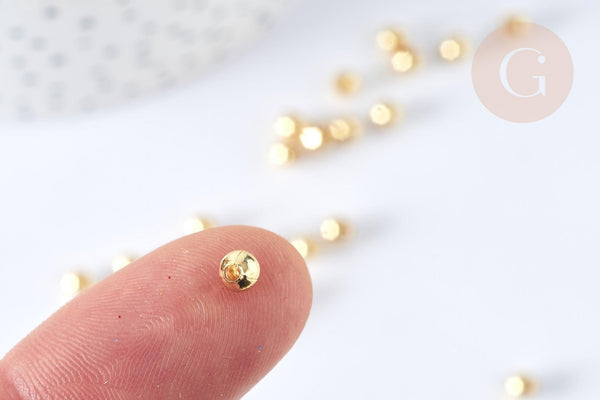 Perle intercalaire ronde acier inoxydable 304 doré 4mm, x50 (G7319)