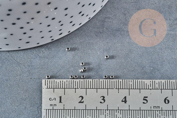 Perle intercalaire ronde acier inoxydable 304 platine 2mm, x100 (G8848)