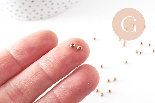 Perle intercalaire ronde acier inoxydable IP 304 doré 3mm, x50 (G9844)